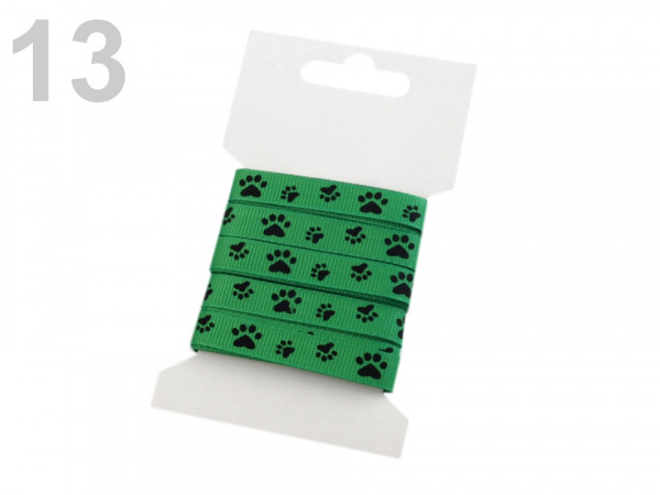 Rypsová stuha potisk tlapky šíře 10 mm