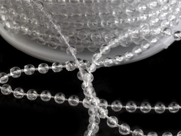 Korálky na šňůře Ø3 mm transparent