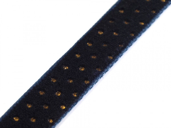 Sametová stuha šíře 9 mm se zlatými tečkami