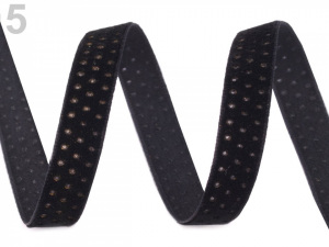 Sametová stuha šíře 9 mm se zlatými tečkami