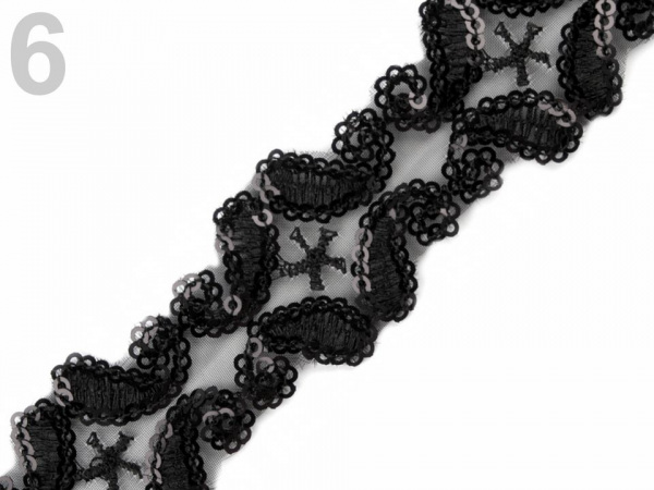 Flitrový prýmek šíře 30 mm na monofilu