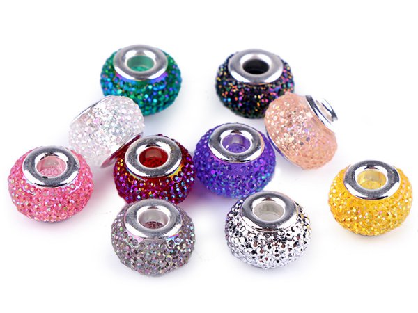 Plastové korálky s velkým průvlekem 9x14 mm