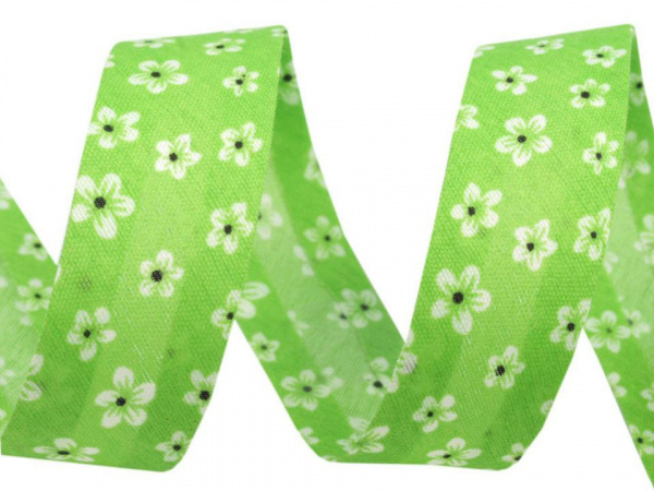 Šikmý proužek polyesterový šíře 20 mm květy