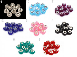 Plastové broušené korálky s velkým průvlekem 9x14 mm