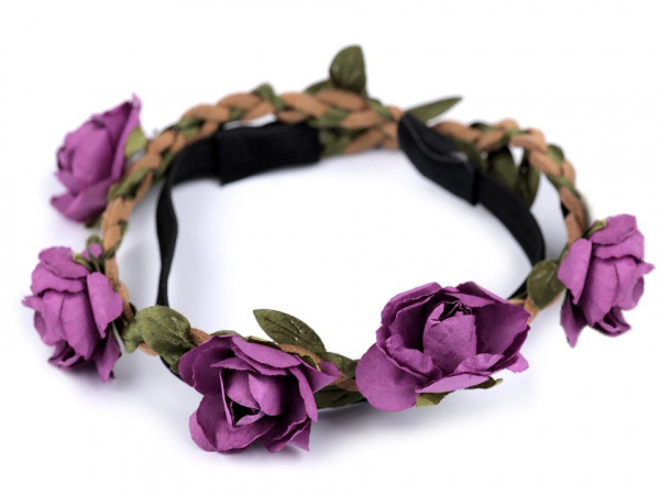 Pružná čelenka do vlasů s růžemi