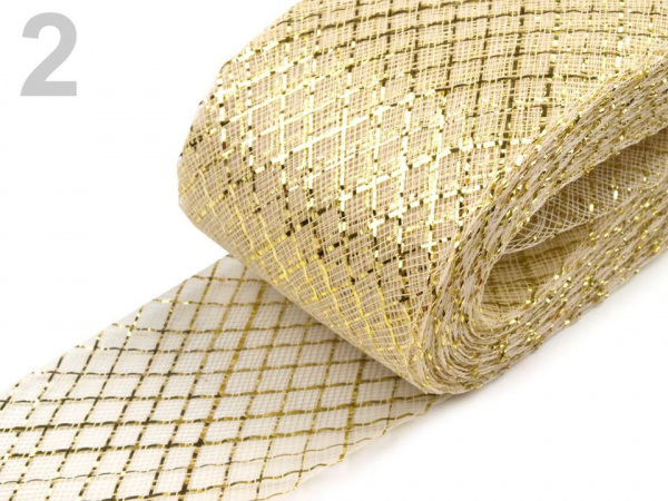 Modistická krinolína na vyztužení šatů a výrobu fascinátorů 7 cm s lurexem