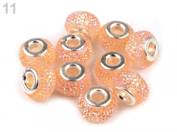 Plastové korálky s velkým průvlekem 9x14 mm