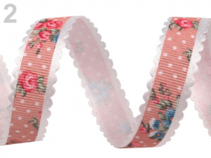 Rypsová stuha květy šíře 15 mm