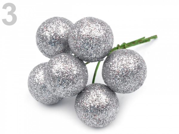 Dekorace bobule Ø20 mm s glitry