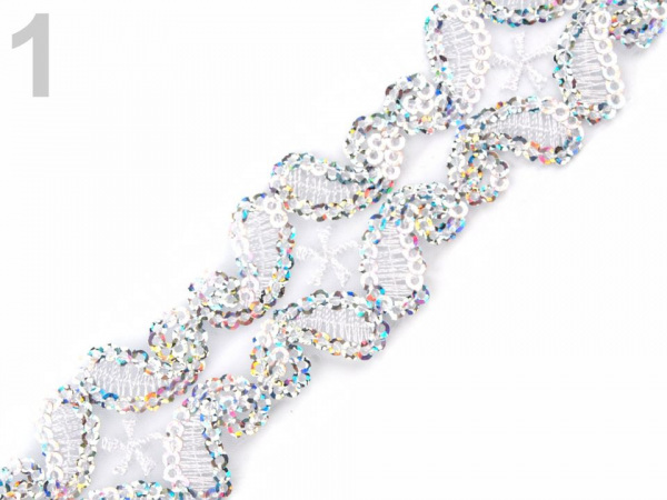 Flitrový prýmek šíře 30 mm na monofilu