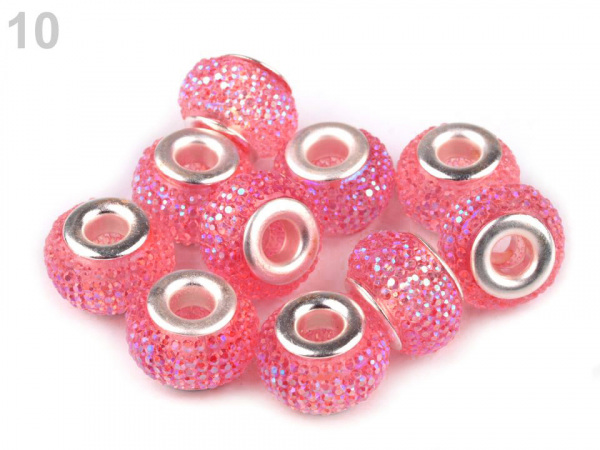 Plastové korálky s velkým průvlekem 9x14 mm