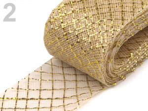 Modistická krinolína na vyztužení šatů a výrobu fascinátorů šíře 4 cm s lurexem