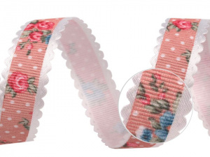 Rypsová stuha květy šíře 15 mm