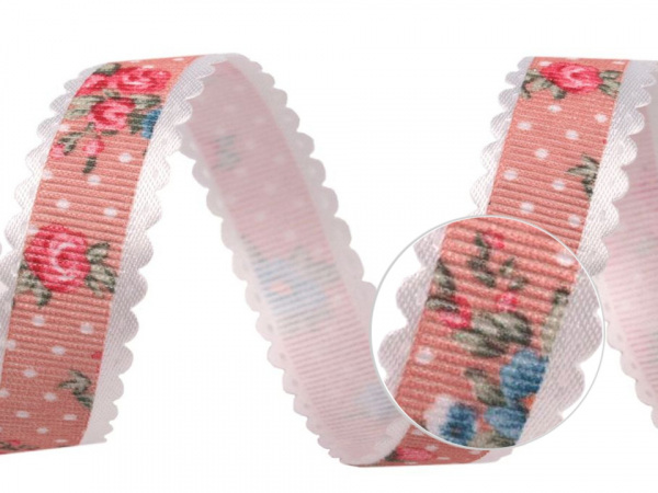 Rypsová stuha květy šíře 15 mm