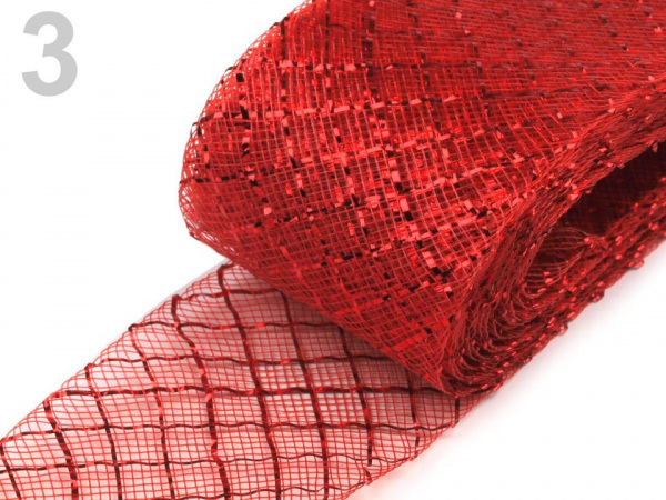 Modistická krinolína na vyztužení šatů a výrobu fascinátorů šíře 4 cm s lurexem