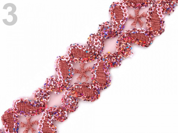 Flitrový prýmek šíře 30 mm na monofilu