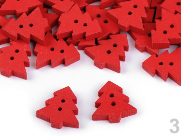 Dřevěný dekorační knoflík stromeček