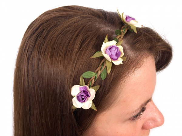 Pružná čelenka do vlasů s květy