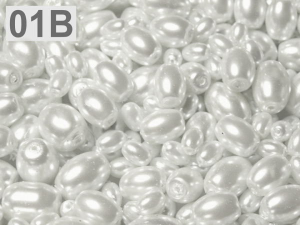 Skleněné voskové perly mix velikostí oválek 4-12 mm