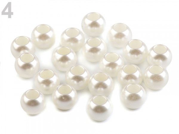 Plastové perly s velkým průvlekem 7x10 mm