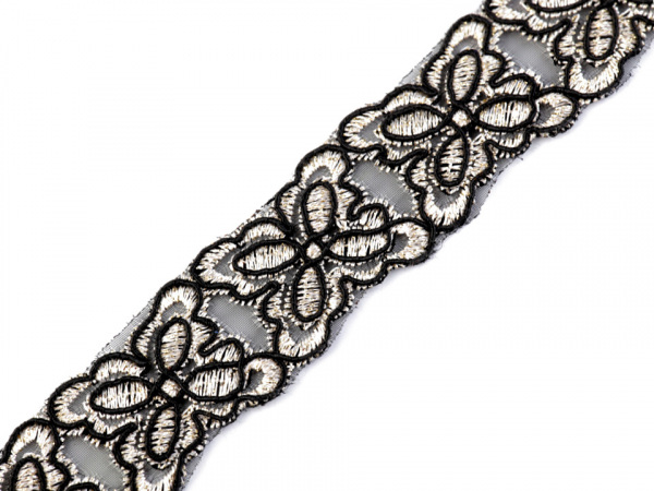 Vyšívaný prýmek na monofilu šíře 28 mm