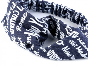 Látková čelenka pin up překřížená, riflová