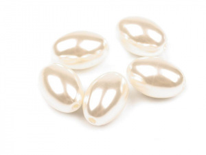 Plastové voskové korálky / perly Glance oliva 12x18 mm