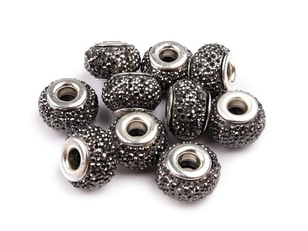 Plastové korálky s velkým průvlekem 9x14 mm