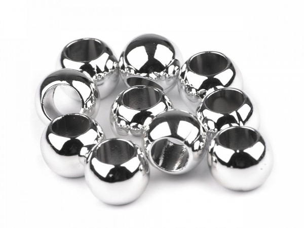 Plastové korálky Metalic s velkým průvlekem 8x10 mm