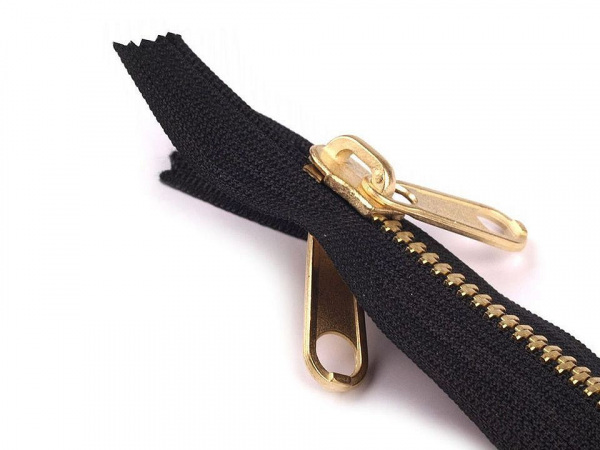 Kovový / mosazný zip šíře 6 mm délka 150 cm, 160 cm oboustranný jezdec