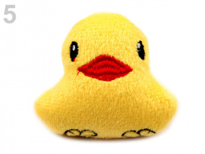 Plyšová aplikace / nášivka s pískátkem kačenka, kuřátko, včela, sova