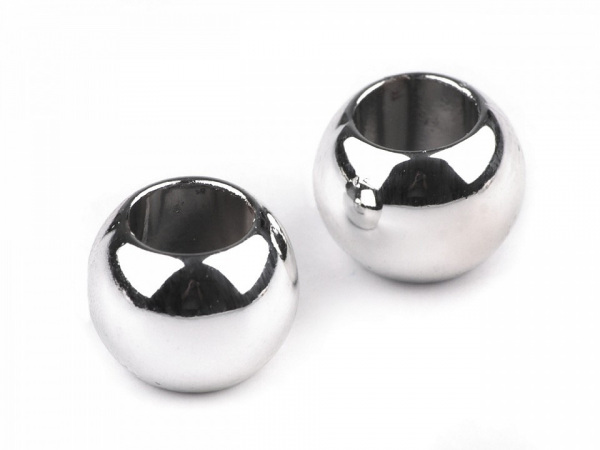 Plastové korálky Metalic s velkým průvlekem 8x10 mm
