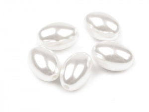 Plastové voskové korálky / perly Glance oliva 12x18 mm