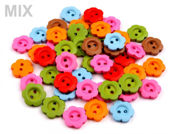 Dřevěný dekorační knoflík květ