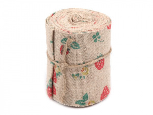 Bavlněná stuha šíře 60 mm jahody, listy