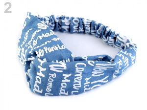 Látková čelenka pin up překřížená, riflová