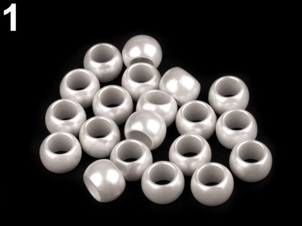 Plastové perly s velkým průvlekem 7x10 mm