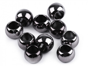 Plastové korálky Metalic s velkým průvlekem 8x10 mm