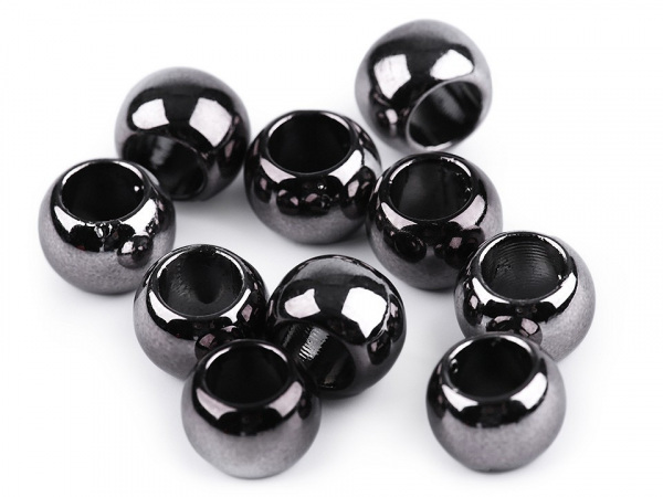 Plastové korálky Metalic s velkým průvlekem 8x10 mm