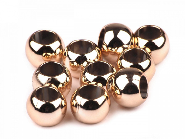 Plastové korálky Metalic s velkým průvlekem 8x10 mm