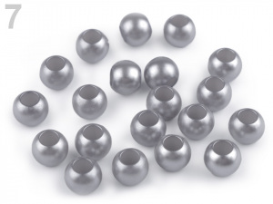 Plastové perly s velkým průvlekem 7x10 mm