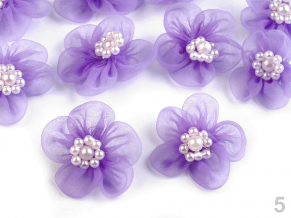 Monofilový květ Ø3-3,5 cm s perlami