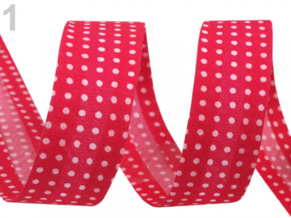 Šikmý proužek polyesterový šíře 20 mm s puntíky