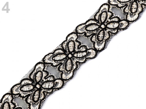 Vyšívaný prýmek na monofilu šíře 28 mm