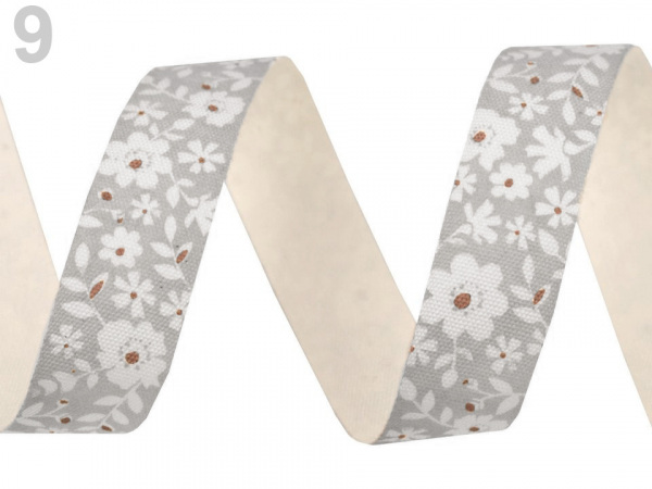 Bavlněná stuha šíře 16 mm květy