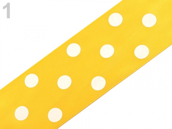 Saténová stuha s puntíky šíře 51 mm