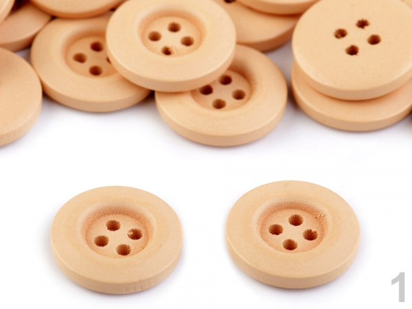 Dřevěný dekorační knoflík čtyřdírkový