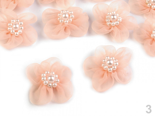 Monofilový květ Ø3-3,5 cm s perlami