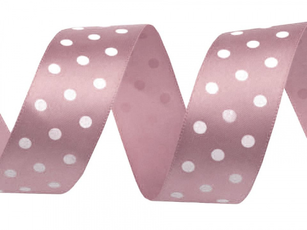 Saténová stuha s puntíky šíře 25 mm