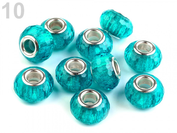 Plastové broušené korálky s velkým průvlekem 9x14 mm